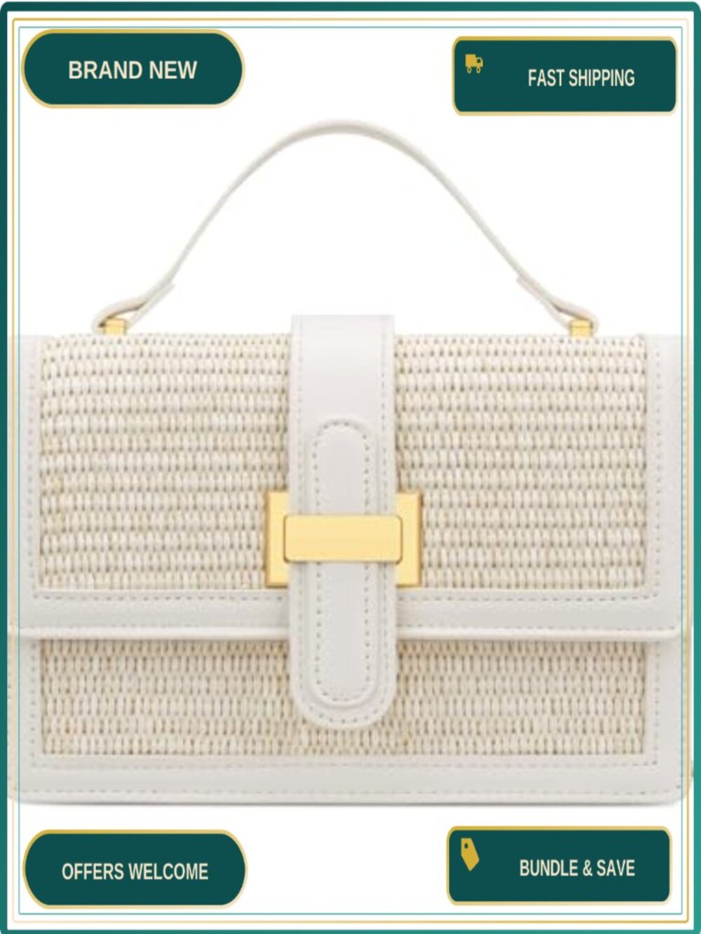 Straw Crossbody Bag Top Handle Purse Small Designer Handbag